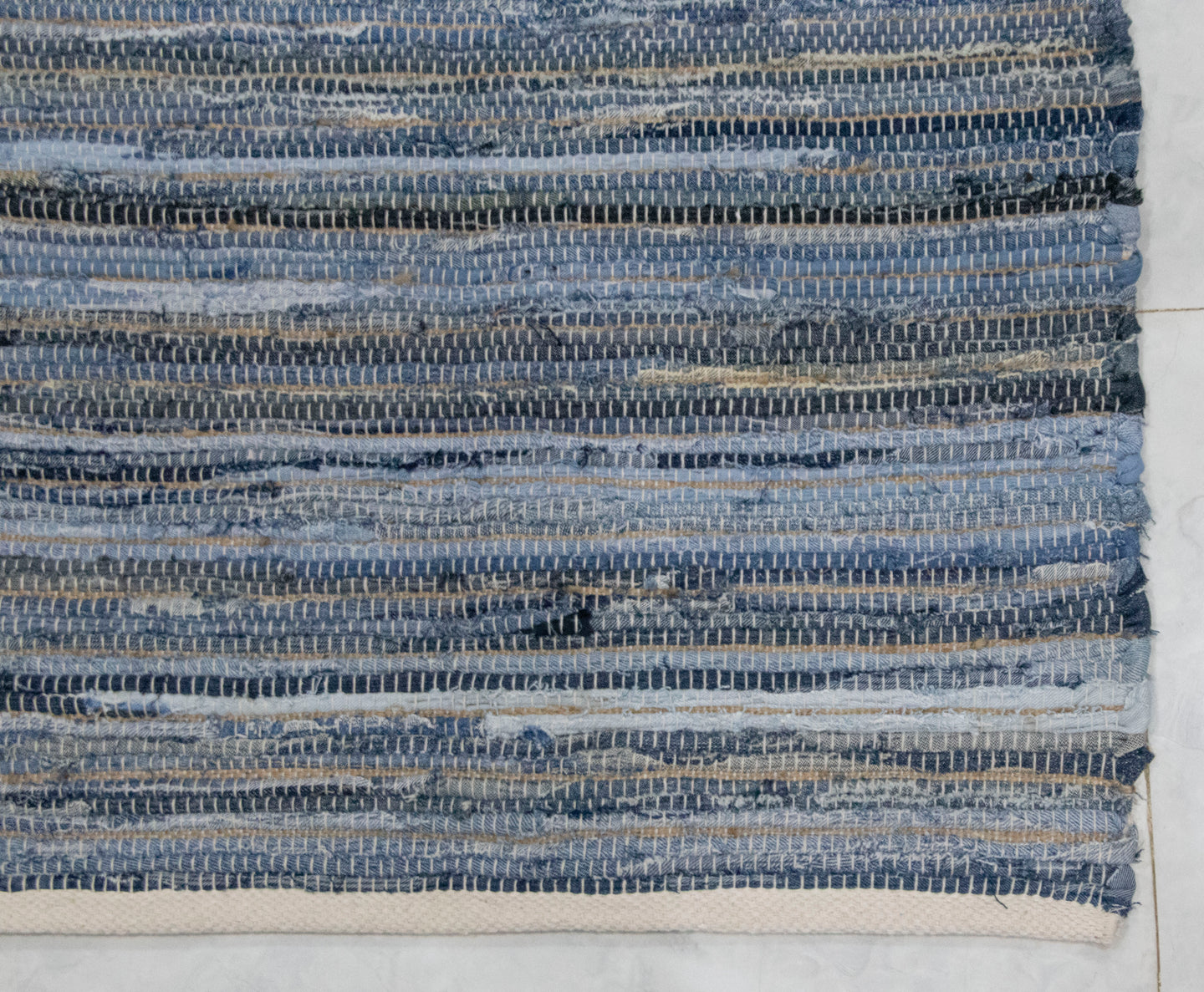 Blue Denim Cotton Kilim Rug